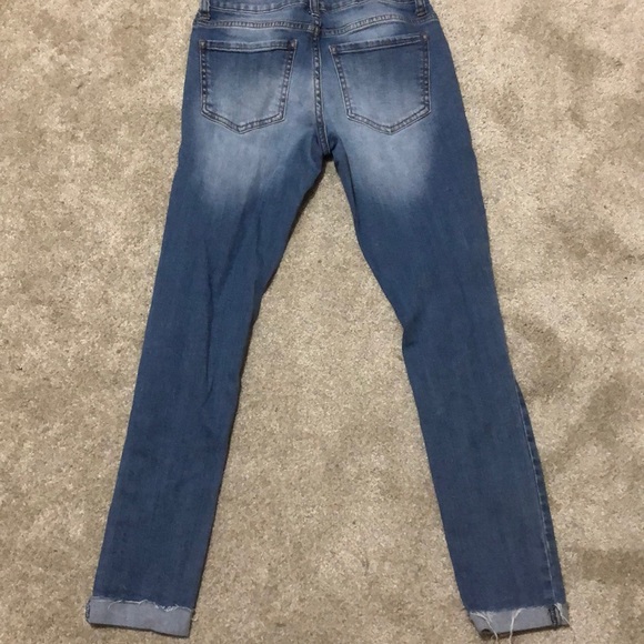 dark wash jeggings ripped jeans - Picture 2 of 5